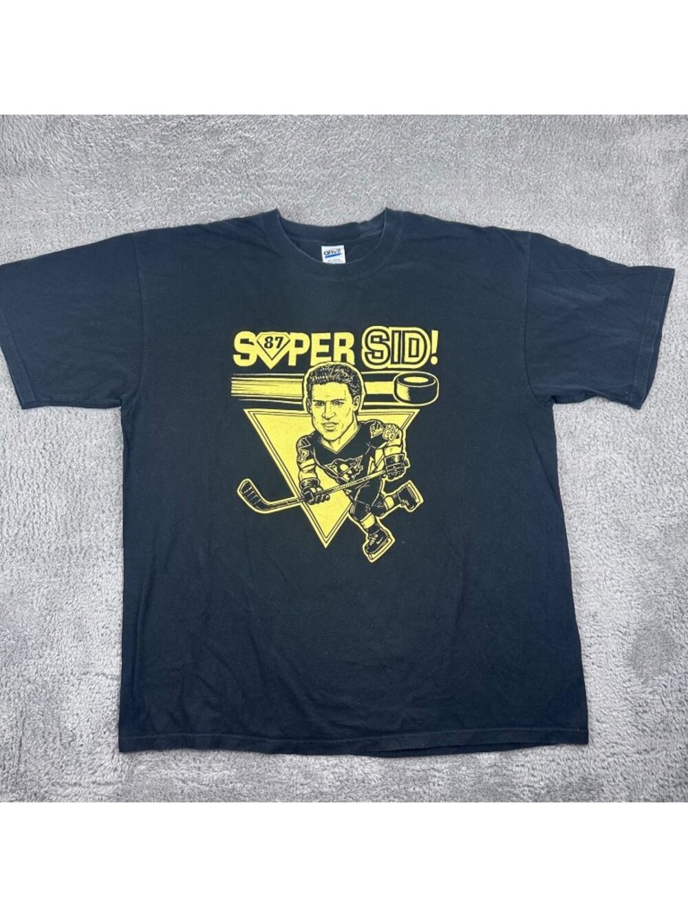 Anvil Sidney Crosby Graphic T-Shirt Mens XL Black Super Sid Pittsburgh Hockey